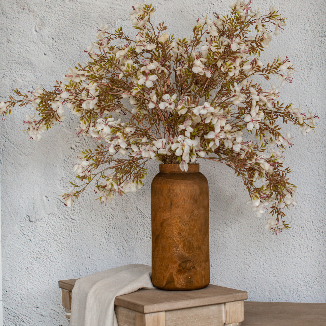 39.5" White Faux Pear Blossom Spray