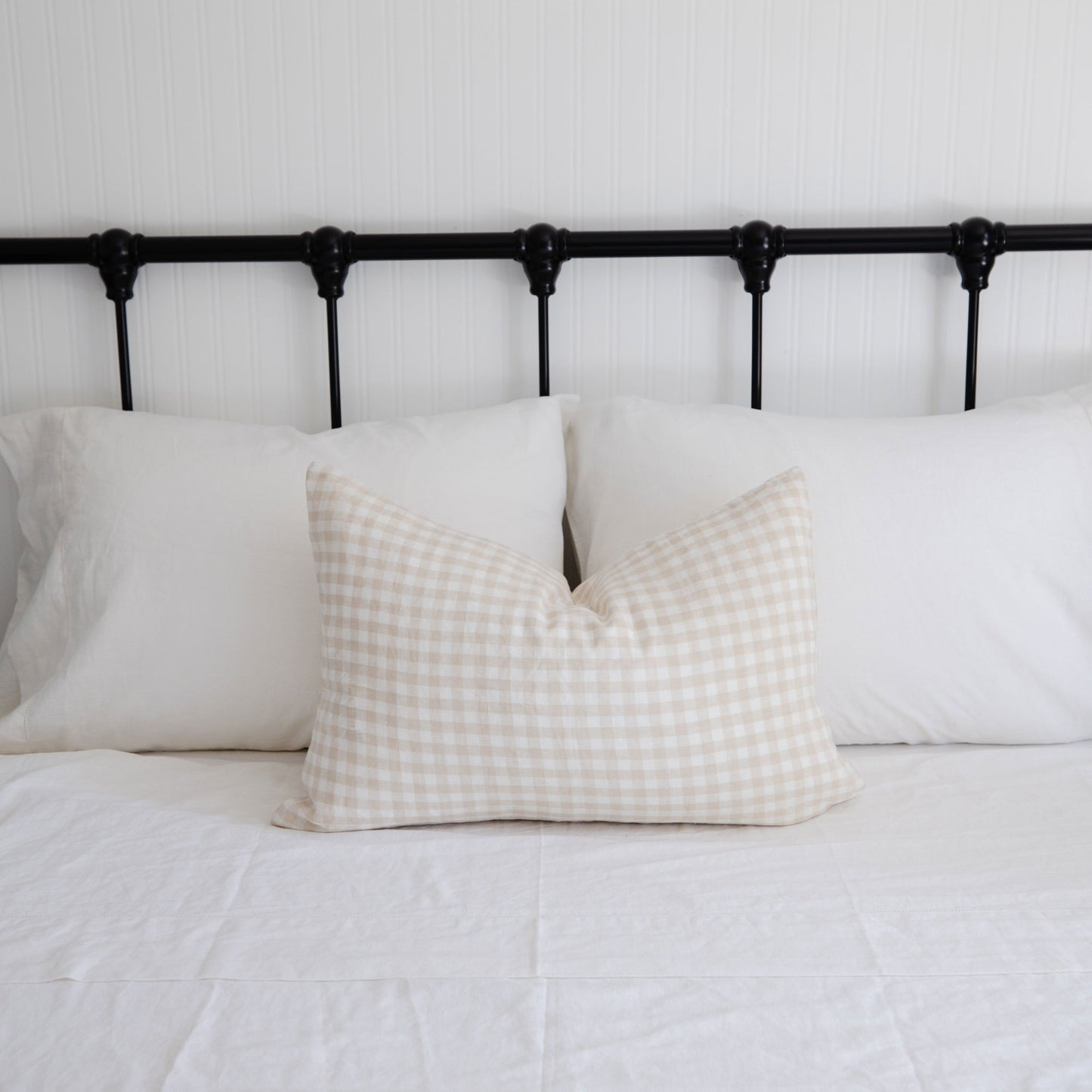 Signature Linen Natural Gingham Pillow Cover