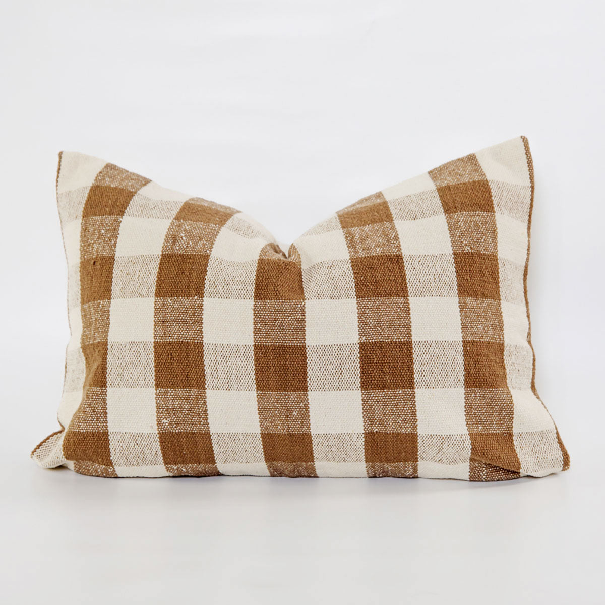 Signature Woven Brown Gingham Pillow Cover