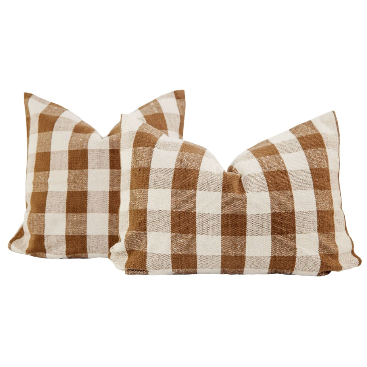 Signature Woven Brown Gingham Pillow Cover