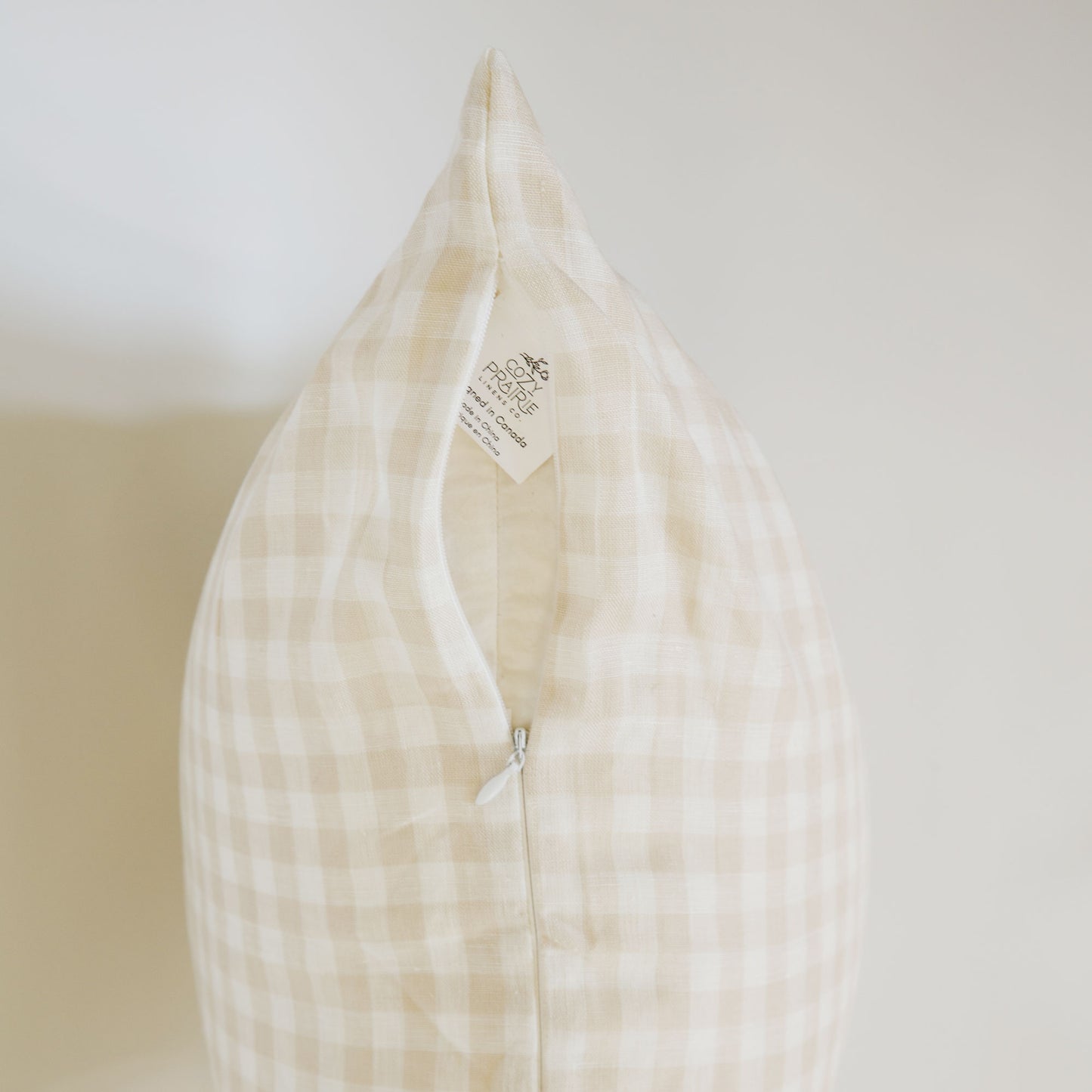Signature Linen Natural Gingham Pillow Cover