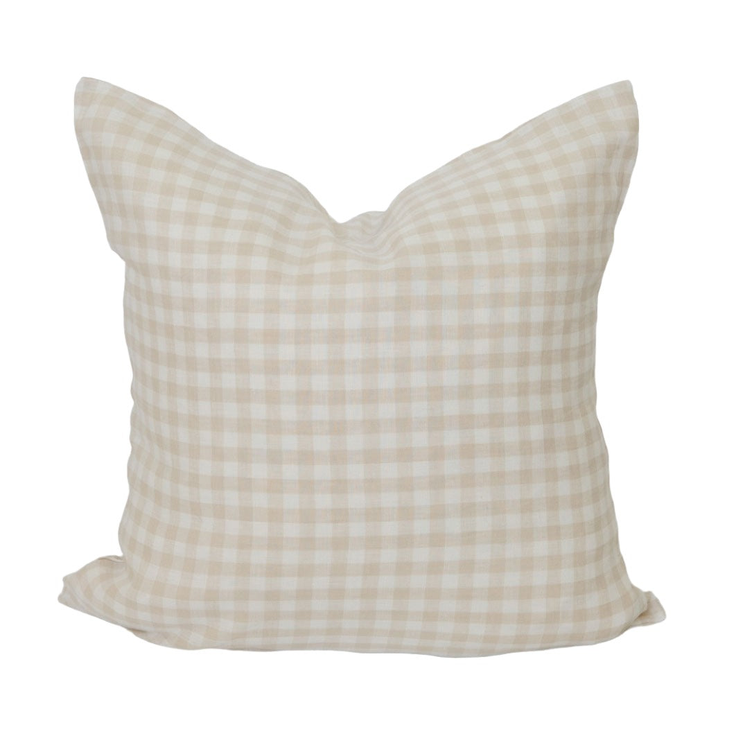 Signature Linen Natural Gingham Pillow Cover