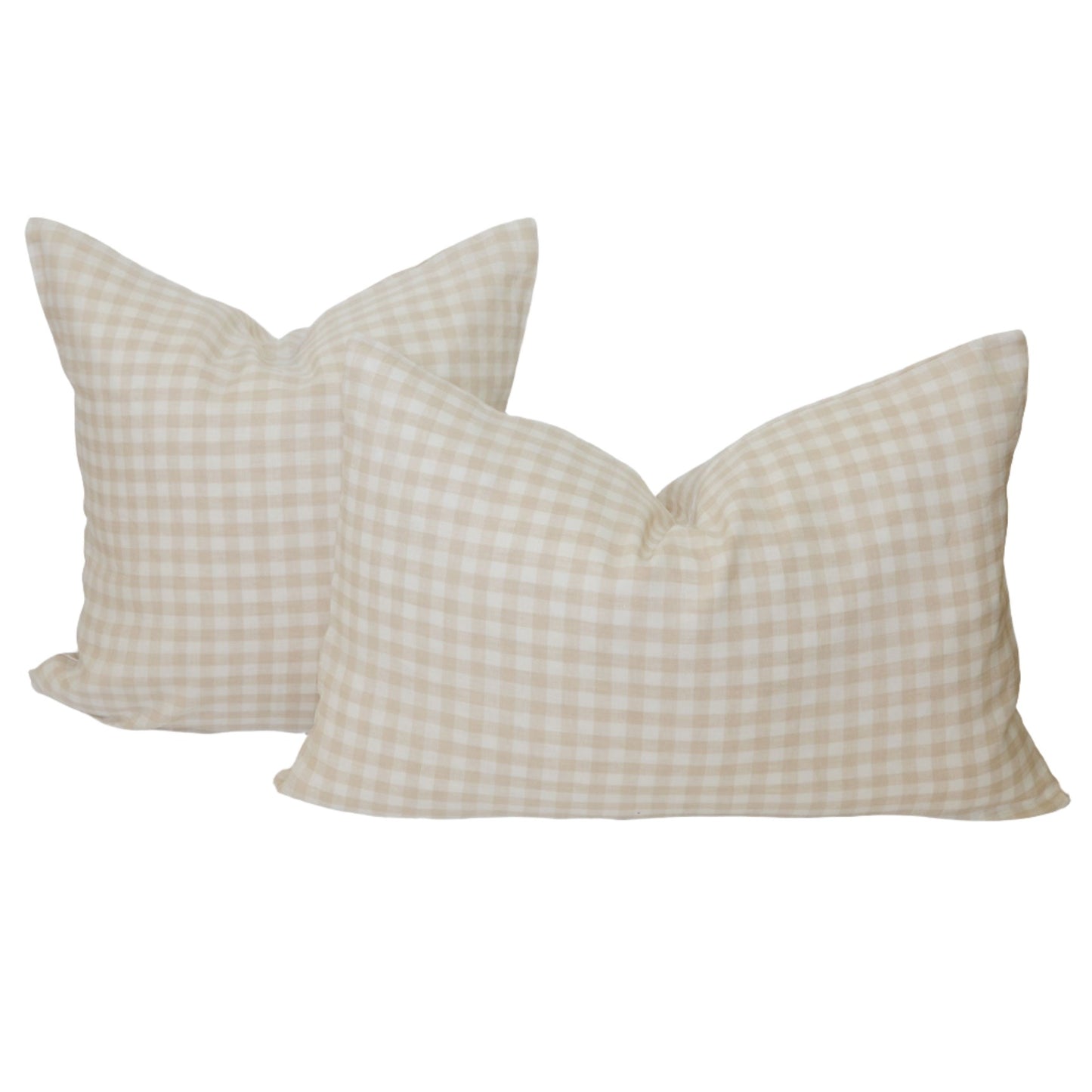 Signature Linen Natural Gingham Pillow Cover