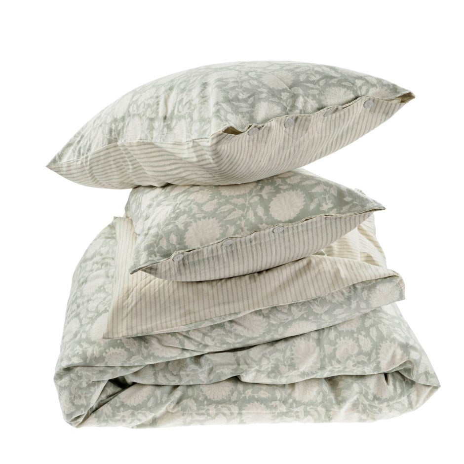 Maeve Block Print Duvet Set in Mist