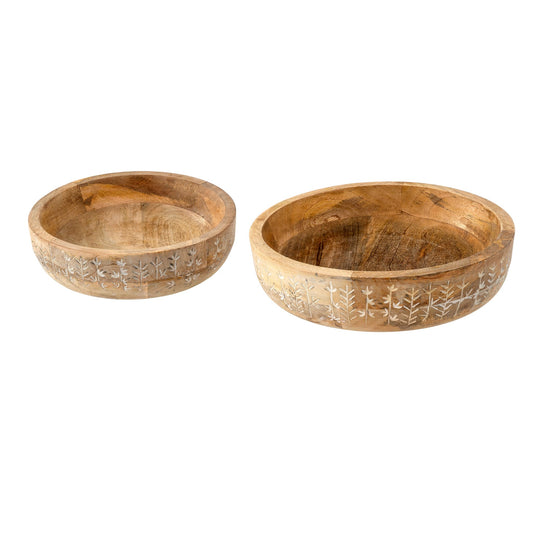 Wildflower Wooden Bowls Set of 2