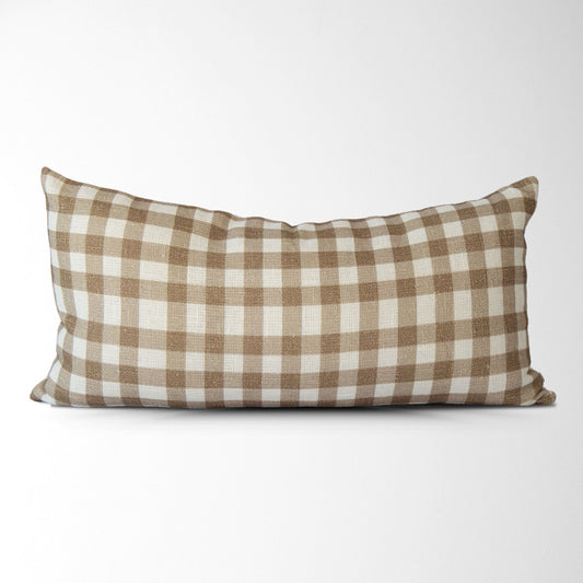 14x28 Brea Vintage Gingham Pillow Cover in Coffee