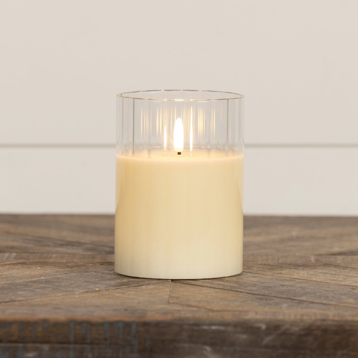 5" Cream Fluted Faux Flame 3D Flame Candle