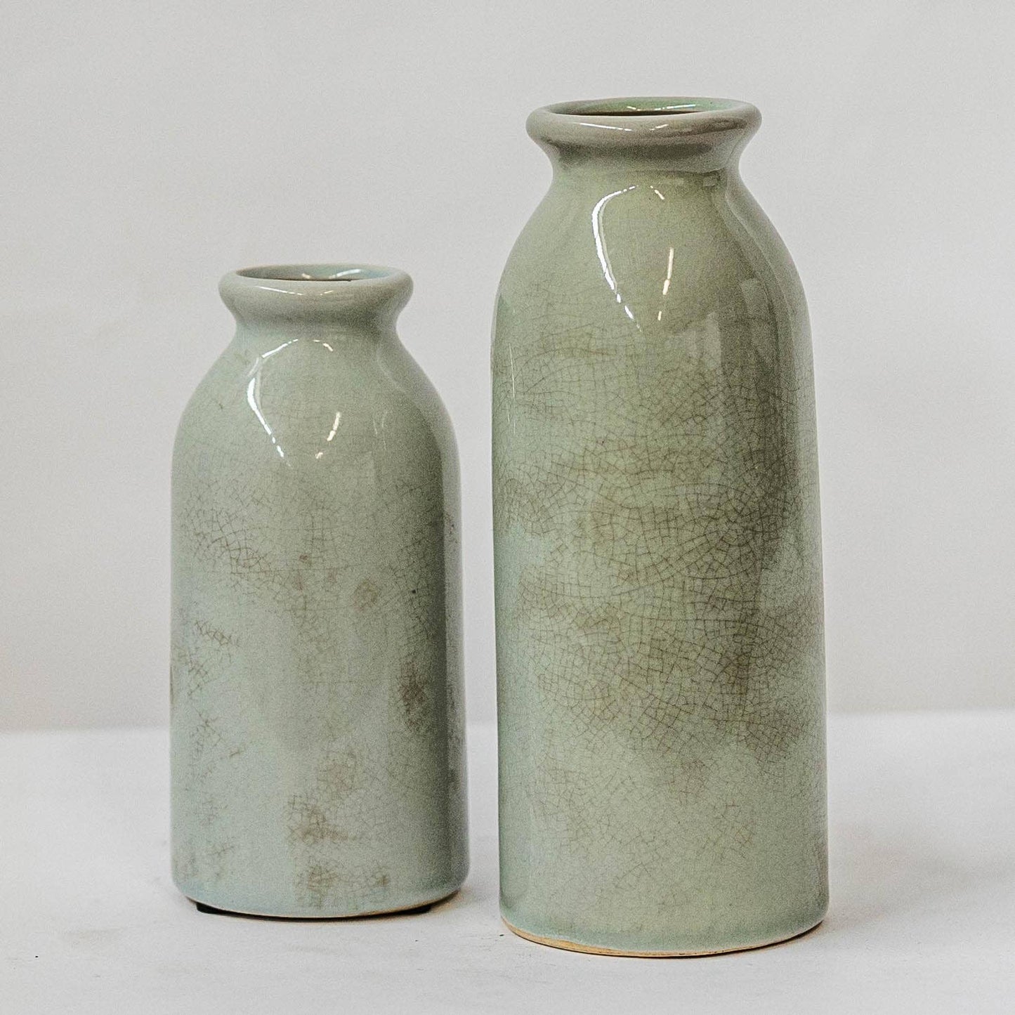 Green Minimalist Vases - Set of 2