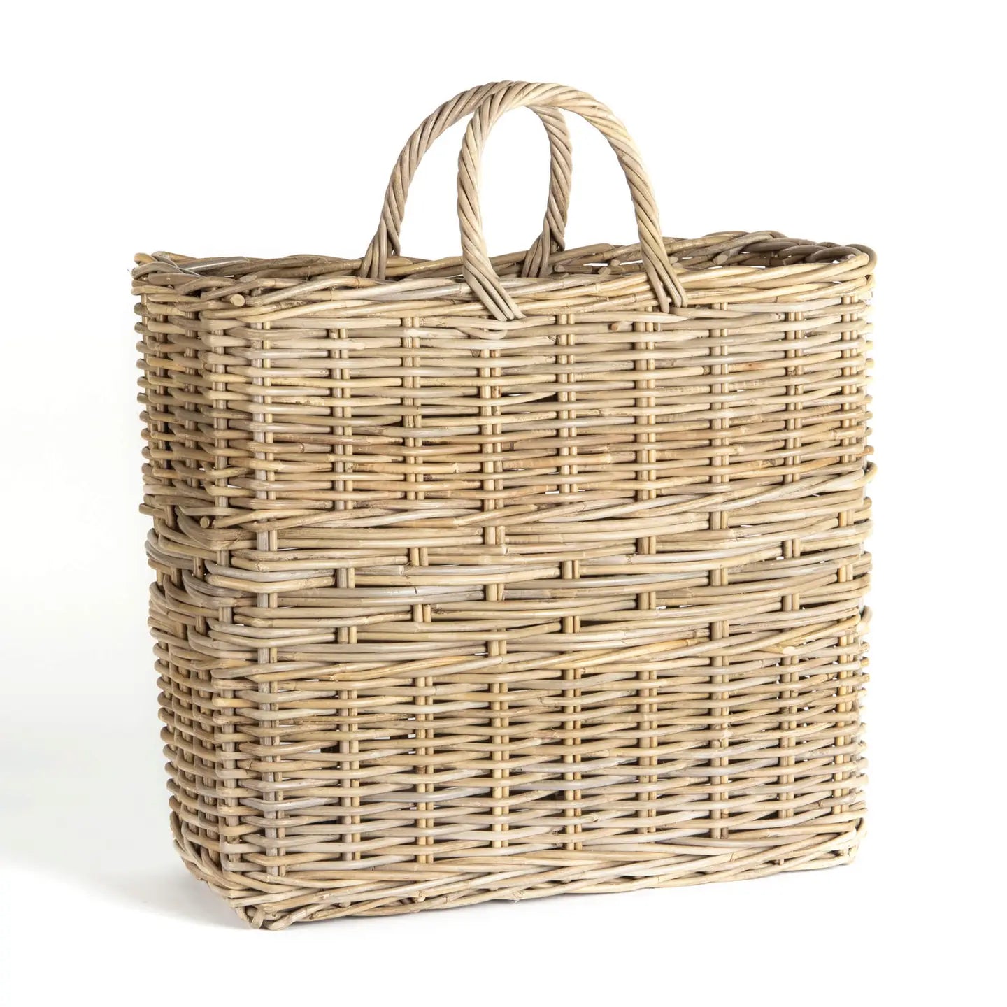 Tall Rectangular Grey Rattan Basket