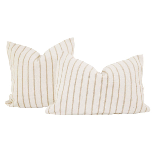 Signature Woven Natural Pinstripe Pillow Cover