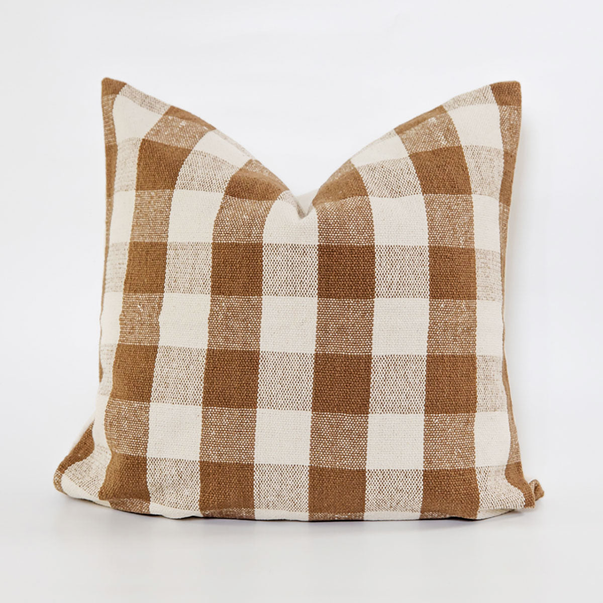 Signature Woven Brown Gingham Pillow Cover