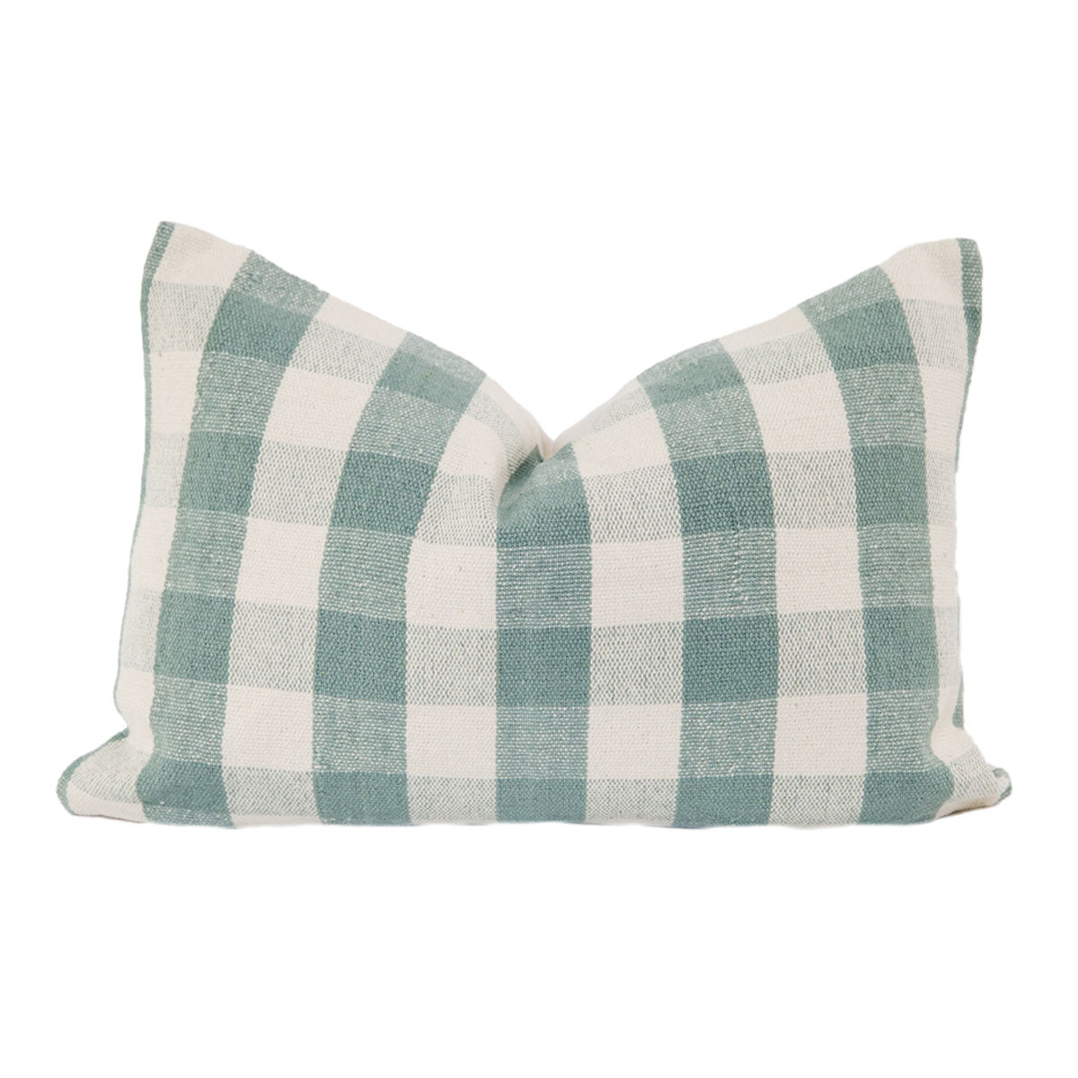 Signature Woven Warm Blue Gingham Pillow Cover