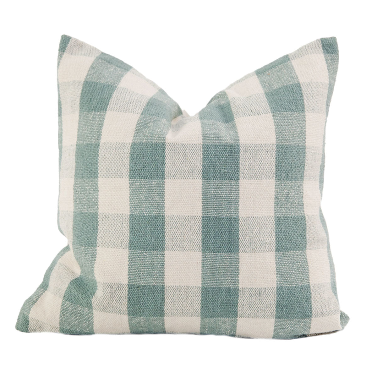 Signature Woven Warm Blue Gingham Pillow Cover