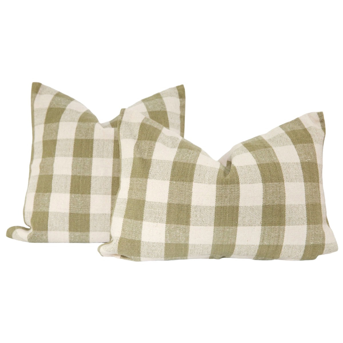 Signature Woven Olive Green Gingham Pillow Cover