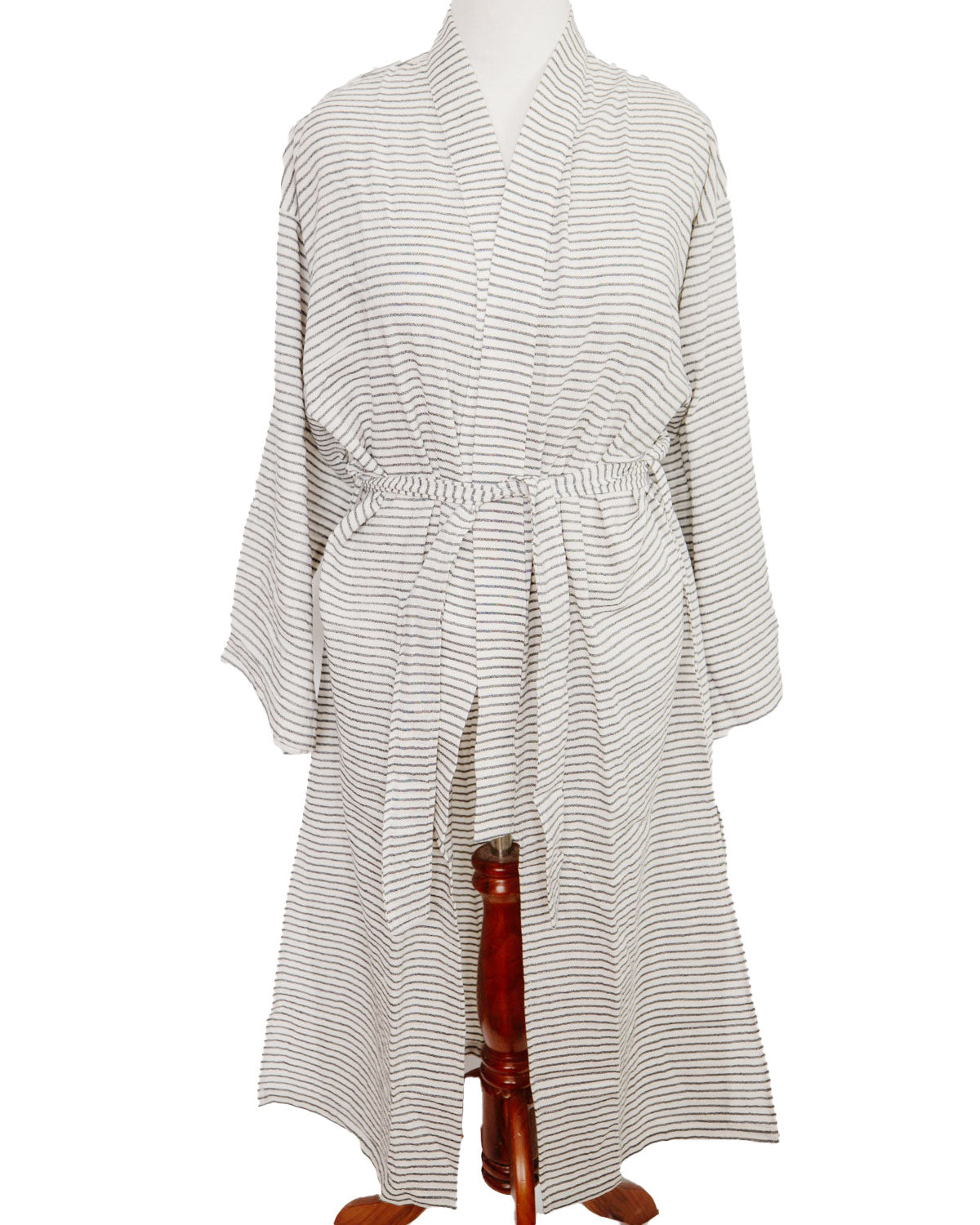 Lightweight Pinstripe Robe - Mid-length