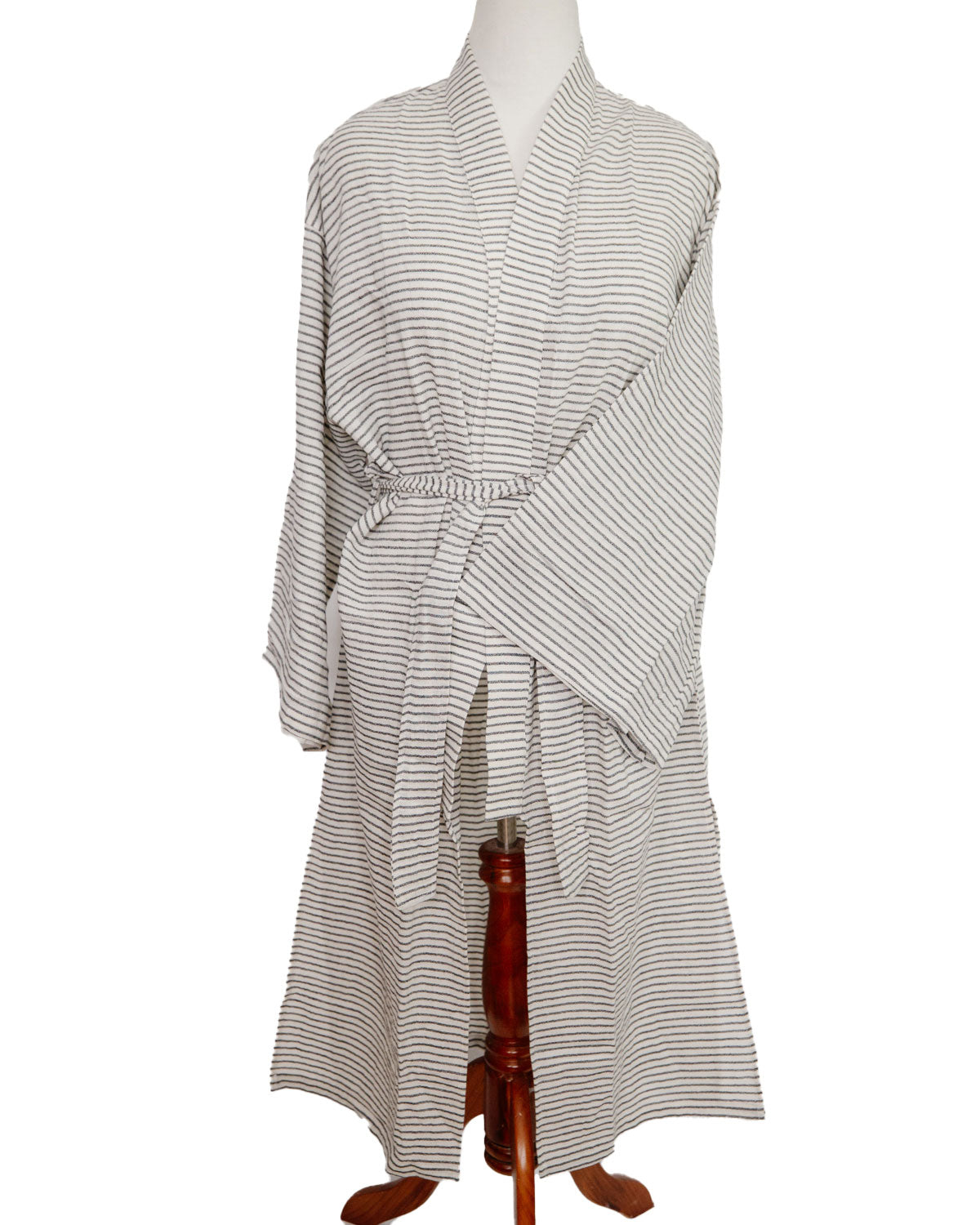 Lightweight Pinstripe Robe - Mid-length