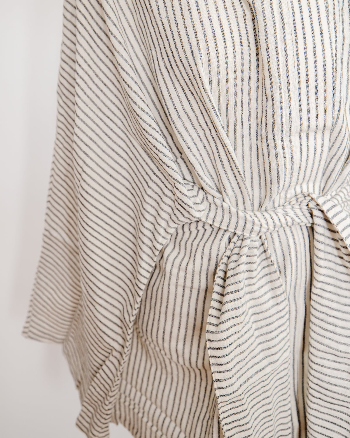 Lightweight Pinstripe Coverup with Batwing Sleeve - Short