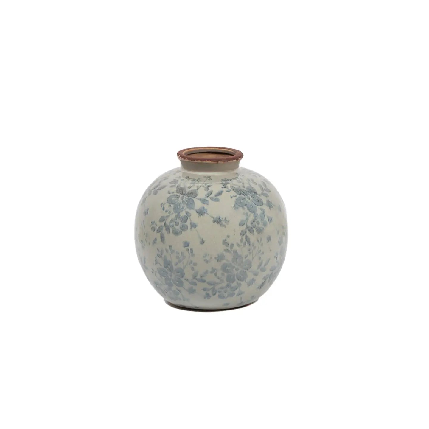 Round Vase with Blue Floral Pattern
